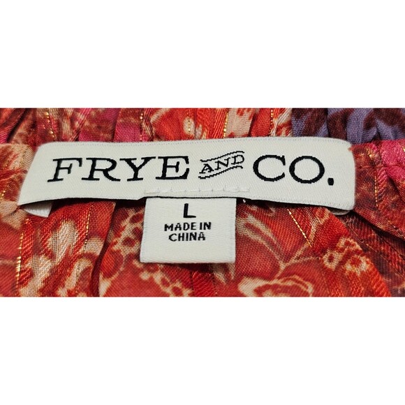 Frye Womens Tunic Top Patchwork Ruffled Long Sleeve Chiffon Peasant Boho Large - Picture 3 of 16